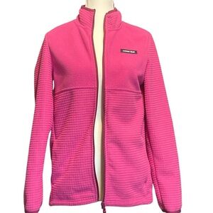 Lands' End Fleece Jacket. Front pockets, contrasting burgundy colored zipper.
